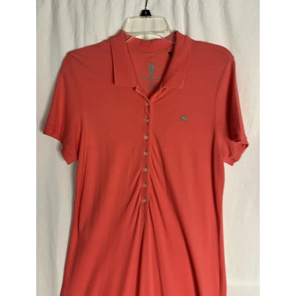 Tommy Bahama Orange Long/Maxi‎ Polo Dress Short Sleeve - Size M Back Slit